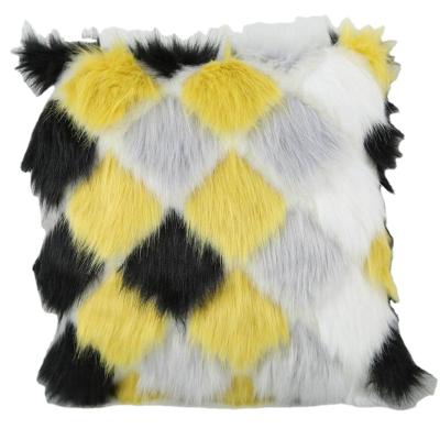 China Decorative Luxury Series Plush Tile Shape Folded Colorful Faux Fur Sofa Cushion Cover for sale