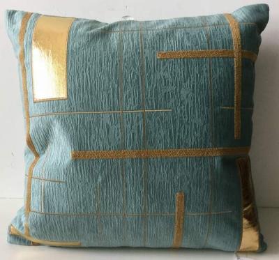 China Modern Minimalist Geometric Folded Cotton Canvas Cushion Cover Faux Leather Pillow for sale