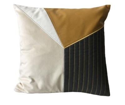 China New Style Bent Quilting And Decoration PU Pillow Cushion Multicolor Artificial Leather Cover for sale