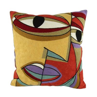 China Picasso Folded Knitted Embroidery Cotton Cushion Pillow Cover For Home Decorative for sale