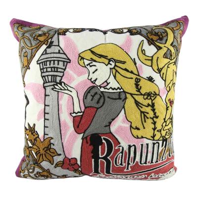 China Factory Square Chinese Cartoon Folded Pillow Cover 45*45Cm Sofa Embroidery Cushion Cover Decorative for sale