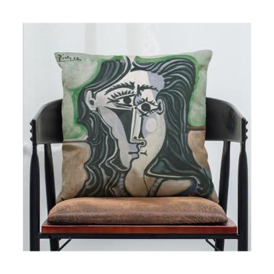 China Durable Folded Using Square Abstract Sublimation Cotton Paintings Luxury Modern Printing Custom Cushion Cover for sale