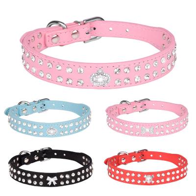 China Sustainable Bling Dog Collar, Sparkling Diamond Adjustable Dog Cat Collar Set with Crown for Small Medium pet for sale