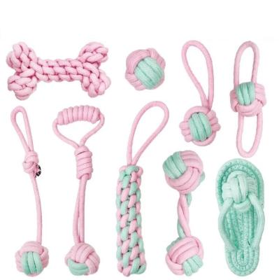 China Sustainable Cotton Rope Chew Knot Dog Bone Durable Braided Rope KNOTTED BALL chewing Toy for sale