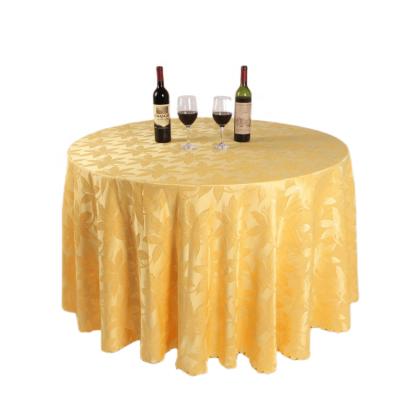 China Other Luxury Restaurant Washed Customized Round Golden Color Polyester Table Cloth For Wedding for sale