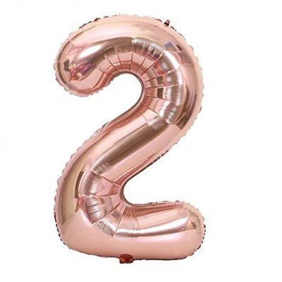 China Eco-Friendly Disposable Wedding Happy Birthday Party Decoration Kids Baby Shower Supplies 16 Inch Gold Silver Foil Number Balloons for sale