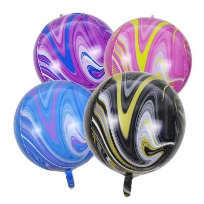 China Wholesale 22 Inch Disposable Eco-friendly 4D Round Shape Agate Foil Balloon Helium For Baby Birthday Party Decoration 200685 for sale