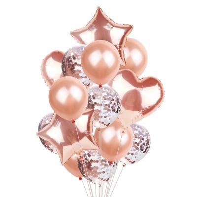 China Wholesale Eco-friendly Disposable Party Balloon Rose Gold Confetti Latex Balloon 12 Inch Kit For Birthday Party Wedding Decoration 200783 for sale