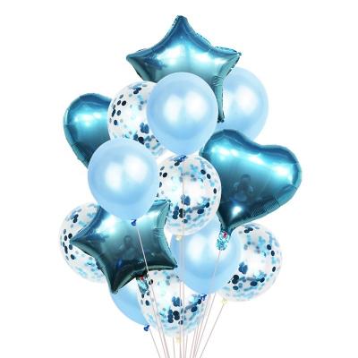 China Wholesale Eco-Friendly Disposable Party Balloon Blue Balloon Kit Latex 12 Inch Confetti Ballon For Birthday Party Wedding Decoration 200784 for sale