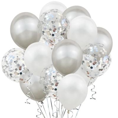 China Wholesale Eco-Friendly Disposable Party Balloon Silver Balloon Kit Latex 12 Inch Confetti Ballon For Birthday Party Wedding Decoration 200792 for sale