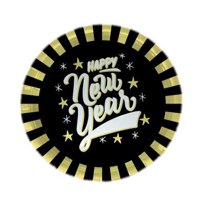 China Disposable Eco-friendly Hot Spots 2020 New Years Decoration Set Party Happy New Year 2021 Paper Plate Products for sale