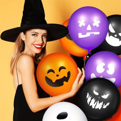 China 100Pieces Eco-friendly Halloween Latex Balloons Pumpkin Halloween Ghost Balloons Party Decoration for sale