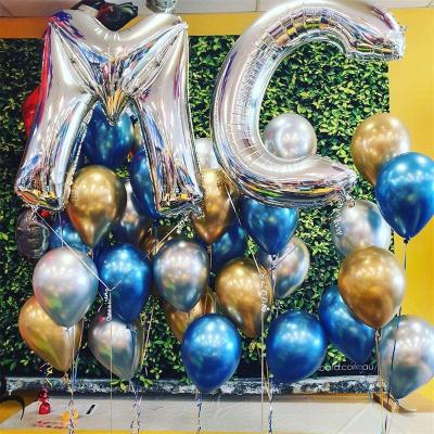 China Decoration Balloons Wedding Birthday Party Decoration 10/12 Inch Round Chrome Metal Color Latex Balloons for sale