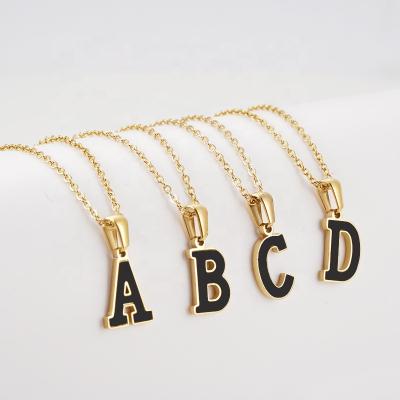 China Wonderful Hypoallergenic Magical Jewelry 26 Alphabet 18K Gold Plated White Shell Initial Stainless Steel Letter Necklace for sale