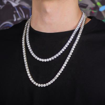 China High Polished Magic Jewelry Men's Hip Hop Jewelry Chain Stainless Steel Diamond Tennis Necklace Iced Out for sale