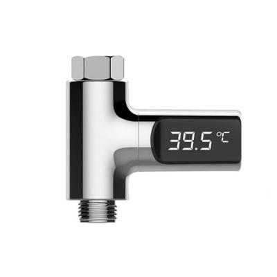 China Shower Thermometer LED Display Self-Generating Hot Water Thermometer Flow Water Temperature Meter Shower Thermometer for sale