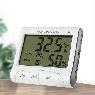 China Digital Alarm Thermometer Hygrometer LCD Display Indoor Outdoor Thermometer Clock For Lab OW-AL2 for sale