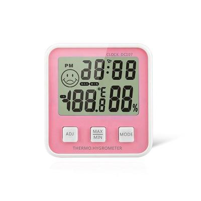 China Baby Daily Room Alarm Clock Function Digital Indoor Thermometers and Hygrometers for sale