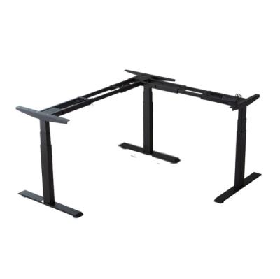 China Adjustable (height) Hot Sell Triple Motor Height Adjustable Table Computer Desk L shaped Sit and Standing Desk for sale