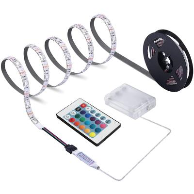 China Waterproof 0.5-2Meter RGB 5V 5050 SMD LED Desk Light Battery Operated Strip with 24 Keys Remote Control for TV Kitchen Bedroom Decor for sale