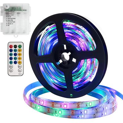 China Desk LED Strip Lights 6.4ft Battery Operated 60 LED Modes 8, Timer, Self-sticker Lights Strip with Remote Control for Home Bedroom for sale