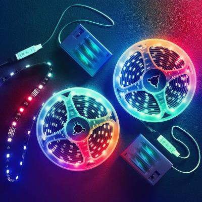 China Desktop 6.57 feet battery operated led strip lights, DIY color changing battery operated led lights. Built-in bedroom controller for sale