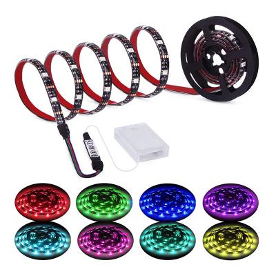 China 3Keys Desk RGB Led Lights Battery Operated Strip With Mini Controller Waterproof Rope Lights Led Strip Lights 2M Battery Cable 6.56ft for sale