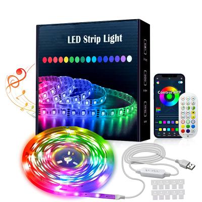 China Hotel WS2812B 32.8ft Color Changing Music Sync With App Remote Control Led Flexible USB Light Strip For Bedroom For Room for sale