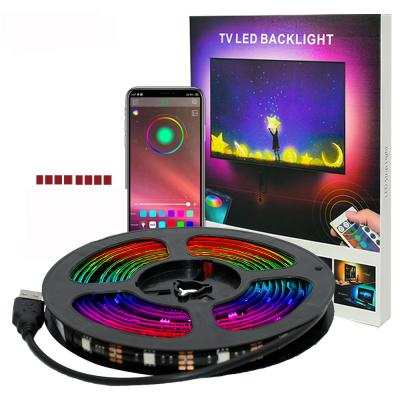 China Hot sales smd5050 RGB 5V desktop 30LEDs/M USB remote control kit 5m Flexible bluetoothled TV backlight led strip colorful strip lights for sale