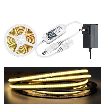 China Other 503 LEDs/M Strip Kit Power Supply 24V 16.4ft/5M COB Led Strip Lights Warm White Brightness BLE Adjustable APP Control for sale