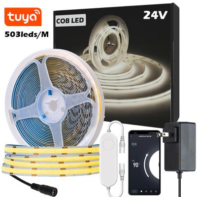 China Other 503leds/M WIFI TUYA 3000K 4000K 6000K 24V 5M DIY LED COB Light Strip Kit, Touch Dimmable Controller for Home with Power Supply for sale