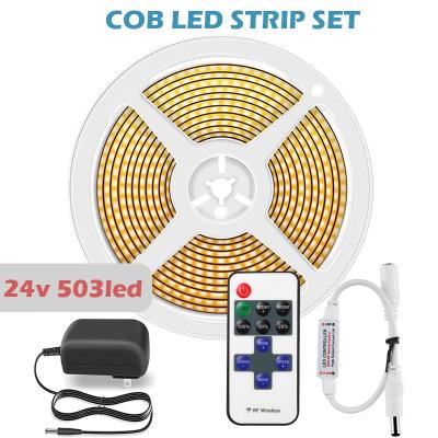 China Other COB LED Strip Lights, Flexible Strip 503LEDs/M, 5m/16.4FT DC24V CRI 80+ LED Strip Light 12W Energy COB LED Light Supply For Home for sale