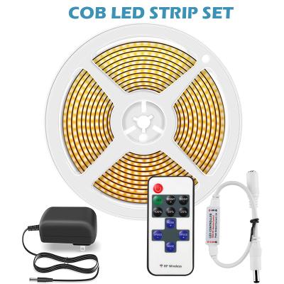 China Other COB LED Strip Lights, 336LEDs/M Flexible Strip, 5m/16.4FT DC12V 80+ LED Strip Light 8W Energy COB LED Light Supply For Home for sale