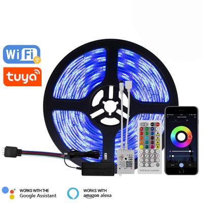 China Office 5M/10M/15M/20M Tuya WiFi Smart LED Strip 30/60 Leds/m 5050 RGB Wireless Flexible Work With Alexa/Google With 40Keys Remote for sale