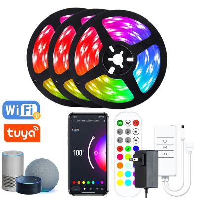 China Office Life 5M/10M/15M/20M TUYA Smart WiFi LED Strip Light 5050 RGB Flexible Voice Control Works with Alexa Google Assistant for sale