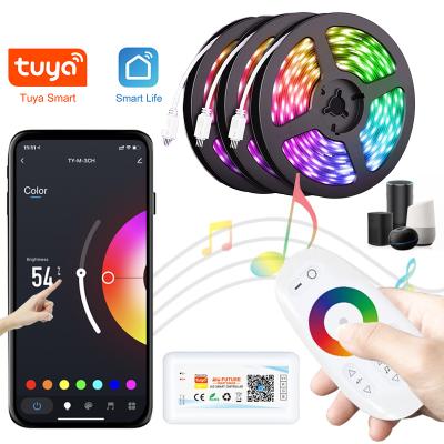 China New Smart Strip 5050SMD Wireless RGB 10M/20M Flexible Lighting Voice Control Work Of Life TUYA WiFi LED Desktop With Alexa Google Assistant for sale