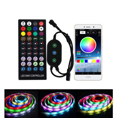 China 12V Desktop APP Control BLE RGBIC Dreamcolor LED Lights Rainbow Accessible Pixel Strip Light APP Control with 44 Keys Remote Control for sale