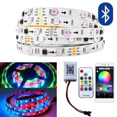 China 10m ws2811 IP65 Rainbow BLE RGBIC Light Cuttable Strip with Wireless Remote Control Dreamcolor RF Pixel LED Smart Strip for Home Decor for sale