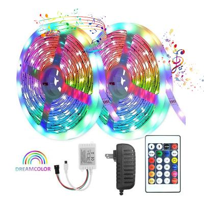 China Other DC12V 32.8ft/10m Dreamcolor LED Strip Lights with 24Key 16ft/5m RGBIC WS2811 WS2812 Rainbow Room Remote Control Color Changing for sale