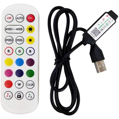 China 5V RGB LED Strip Light 5V Mini Blue Smart Tooth Music RGB LED Strip Light Controller for RGB LED 5050 3528 LED Strips with 24 Keys Remote Controler for sale