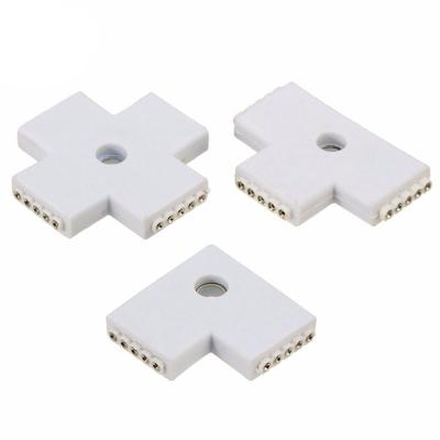 China L-Shape LED Strip Light Connectors 5 Pin 12mm Terminal 90 Degree Right Angle Female Connector For LED RGBW 5050 Flex Strip Light X-shape T-shape rgbw Connector for sale