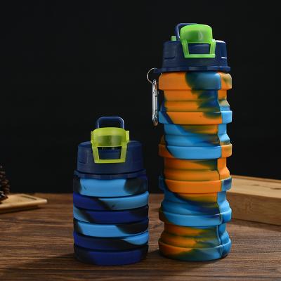 China Sustainable Collapsible Collapsible Silicon Water Bottle With Hook Sport for sale