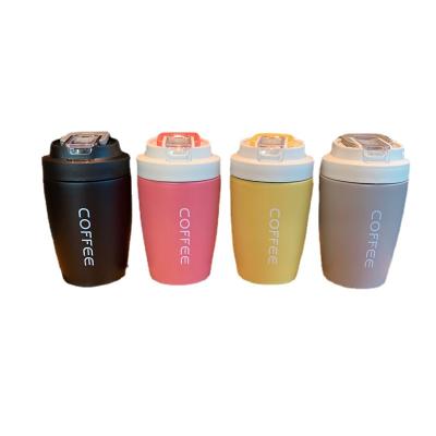 China 14oz 400ml PORTABLE Stainless Steel Insulated Thermos Coffee Mug Vacuum Bottle With Straw And Direct Drink for sale