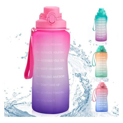 China New Sustainable Sport 64oz Motivational Water Bottle With Time Marker And Straw for sale