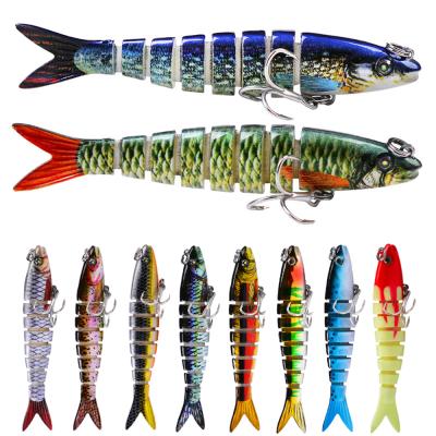 China Hot Sale MultiJointed Bass Lures Bait 90mm/7g Fish Attraction for Zander Freshwater Saltwater Trout Fishing with Hooks for sale