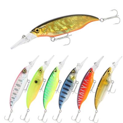 China Attracting Fish Long Tongue Freshwater Minnow Fishing Lure 105mm/12g Rigged Perch Stream Minnow Hard Floating Fish for sale