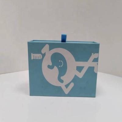 China Recyclable Blue silk box magnetic medicine bottle packaging with eva deluxe gift box for sale