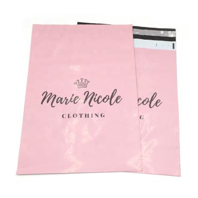 China Recyclable Custom Printed Biodegradable Pink Poly Mailer Envelope Mailing Plastic Mailing Tote Bag for sale