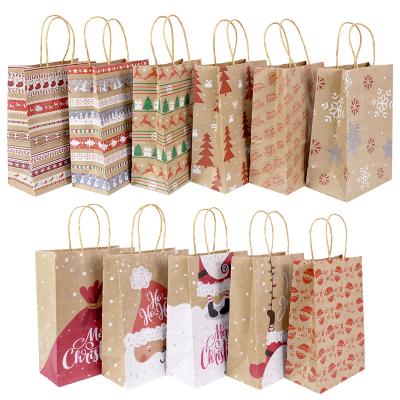 China Eco-Friendly Recycled Materials Christmas Gift Wrapping Paper Shopping Shop Takeout Paper Bag with Logo Print Custom Paper Party Food Paper Bags for sale