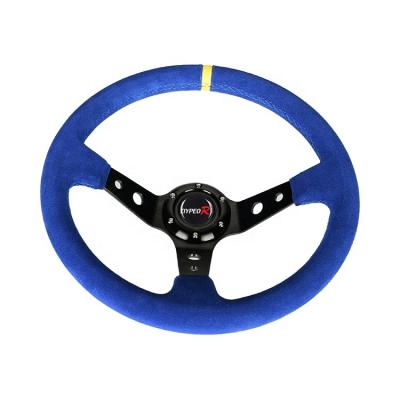 China Sports Racing Modified Accessories 350mm Camouflage Suede Racing Car Steering Wheel for sale